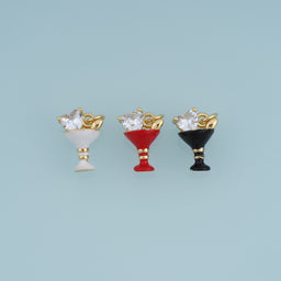 18K Gold Filled Wine Glass Charm,Colorful Enamel Cocktail Glass Pendant Drink Charm for Bracelet Necklace DIY Jewelry