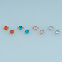 Round Crystal Connector,14K Gold Silver Colorful Gemstone Charm DIY Charm for Necklace Bracelet Making