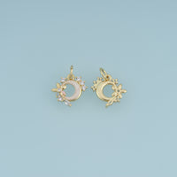 18K Gold Filled Floral Moon Charm,Colorful Enamel Crescent Moon Pendant with Flower Detail Celestial Charm DIY Jewelry