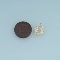 18K Gold Filled Floral Moon Charm,Colorful Enamel Crescent Moon Pendant with Flower Detail Celestial Charm DIY Jewelry