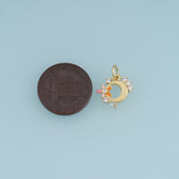 18K Gold Filled Floral Moon Charm,Colorful Enamel Crescent Moon Pendant with Flower Detail Celestial Charm DIY Jewelry