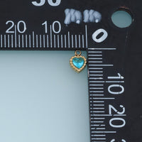 Blue Clear Heart Crystal Pendant,14K Gold Beaded Edge Charm DIY Charm for Necklace Bracelet Making