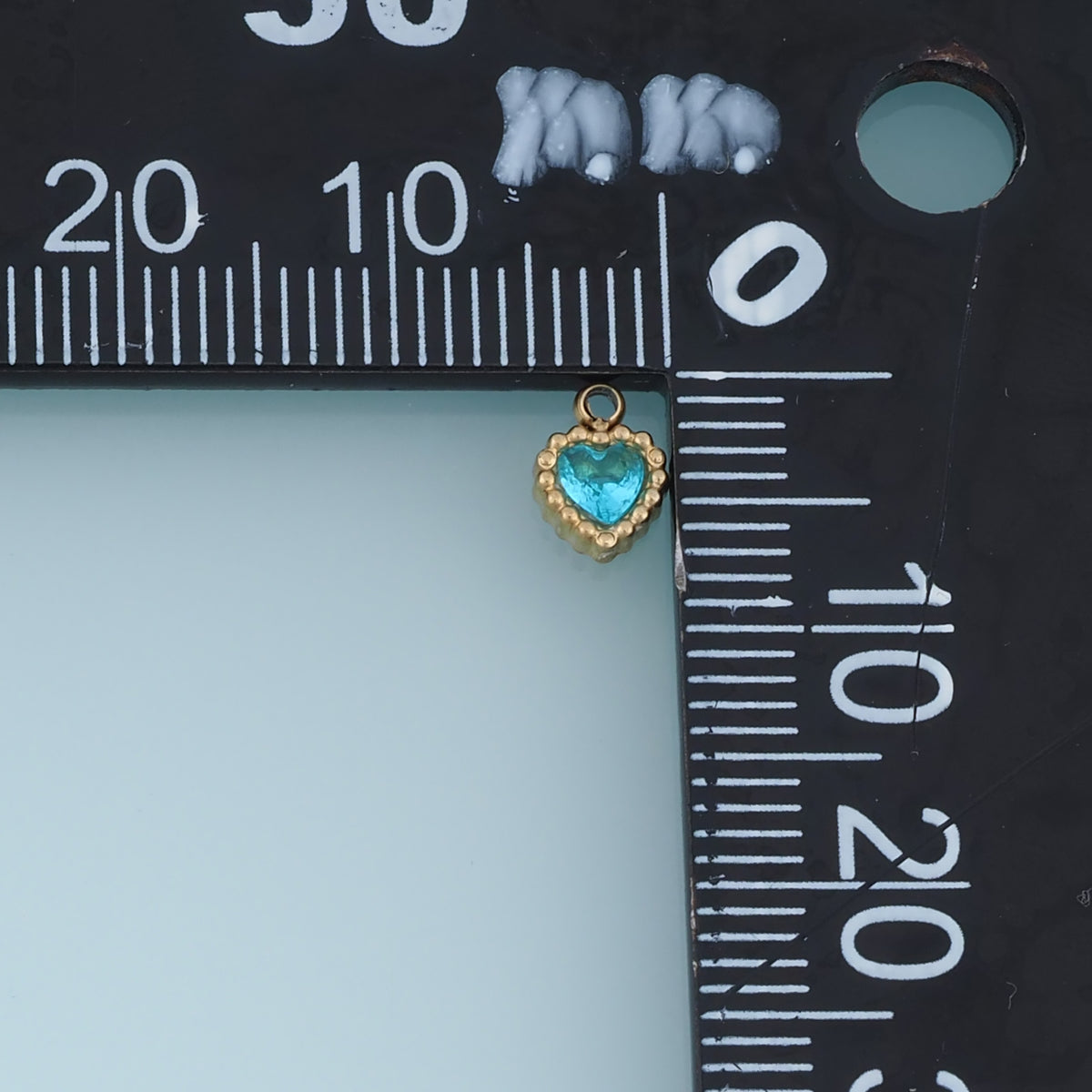 Blue Clear Heart Crystal Pendant,14K Gold Beaded Edge Charm DIY Charm for Necklace Bracelet Making