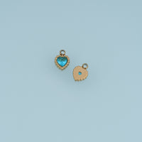 Blue Clear Heart Crystal Pendant,14K Gold Beaded Edge Charm DIY Charm for Necklace Bracelet Making