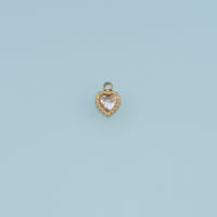 Blue Clear Heart Crystal Pendant,14K Gold Beaded Edge Charm DIY Charm for Necklace Bracelet Making