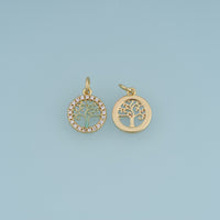18K Gold Filled Tree of Life Charm,Colorful Enamel Tree Pendant with Crystal Details Nature Charm for Bracelet Necklace DIY Jewelry