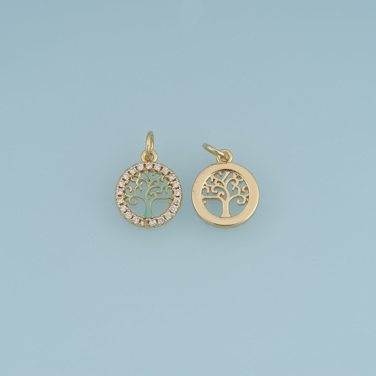 18K Gold Filled Tree of Life Charm,Colorful Enamel Tree Pendant with Crystal Details Nature Charm for Bracelet Necklace DIY Jewelry