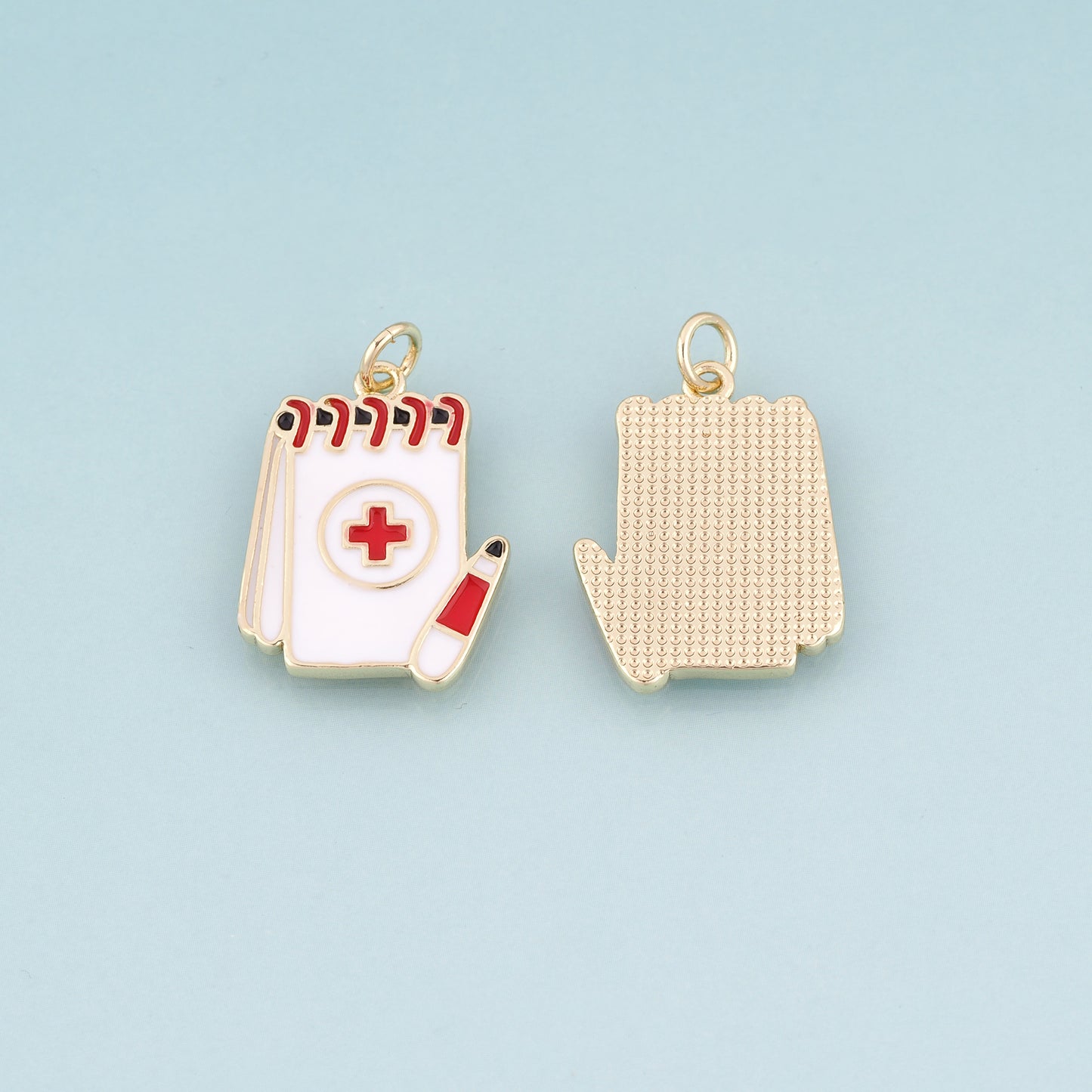 18K Gold Filled Enamel Medical Records Pendant,Graduation Gifts for Medical Students Charm Bracelet Necklace for DIY Jewelry Making Supply
