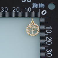 18K Gold Filled Tree of Life Charm,Colorful Enamel Tree Pendant with Crystal Details Nature Charm for Bracelet Necklace DIY Jewelry