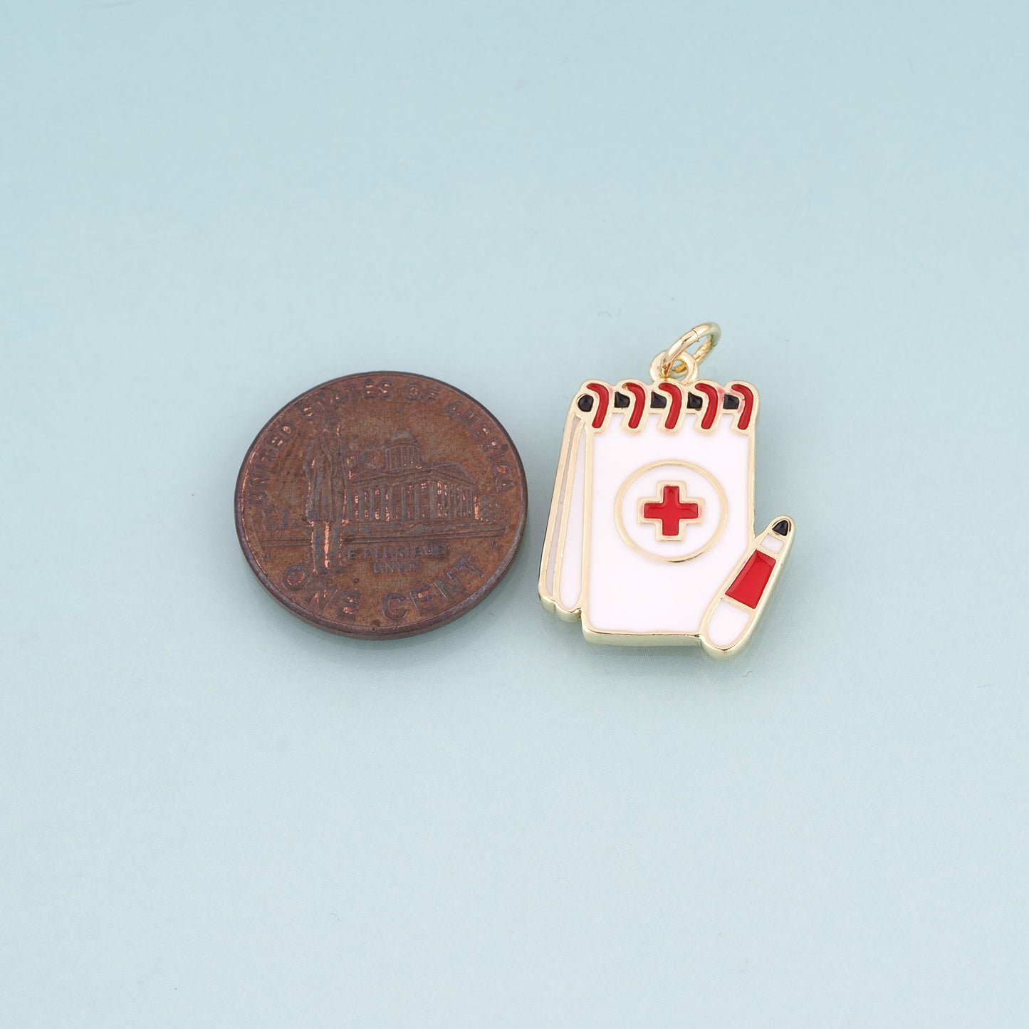 18K Gold Filled Enamel Medical Records Pendant,Graduation Gifts for Medical Students Charm Bracelet Necklace for DIY Jewelry Making Supply