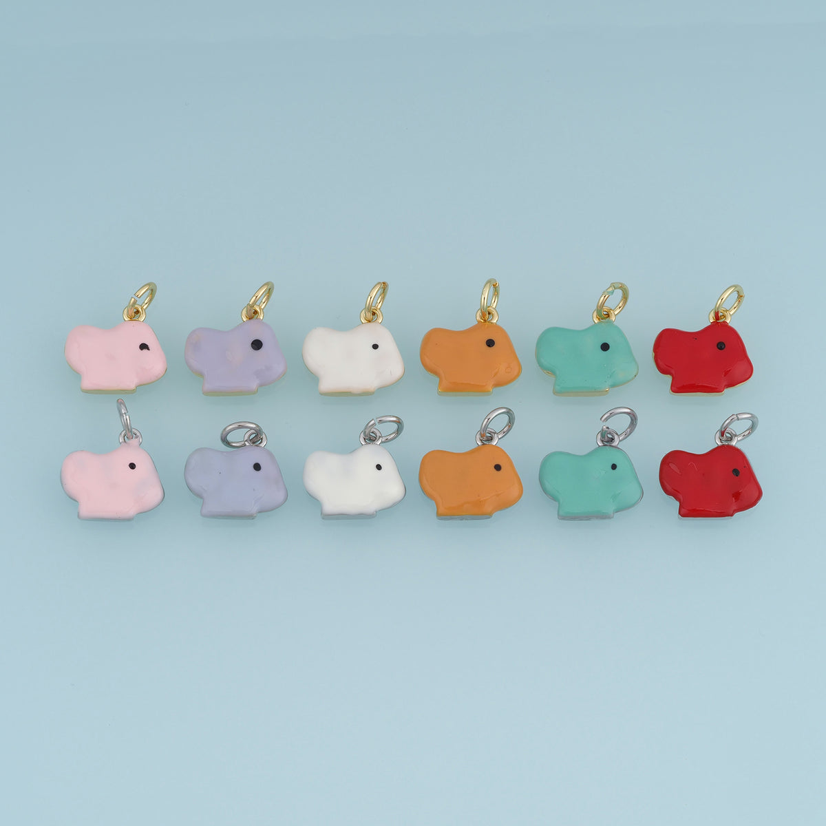 18K Gold Filled Elephant Head Charm,Colorful Enamel Elephant Pendant Animal Charm for Bracelet Necklace DIY Jewelry Making Supply