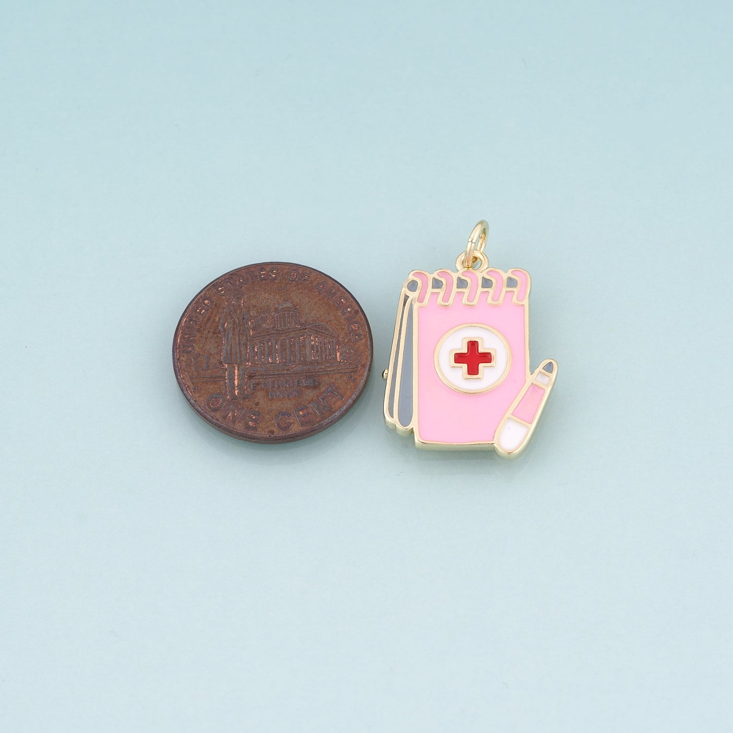 18K Gold Filled Enamel Medical Records Pendant,Graduation Gifts for Medical Students Charm Bracelet Necklace for DIY Jewelry Making Supply