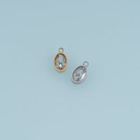 Oval Crystal Pendant,14K Gold Silver Clear Faceted Gemstone Charm DIY Charm for Necklace Bracelet Making