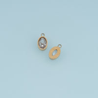 Oval Crystal Pendant,14K Gold Silver Clear Faceted Gemstone Charm DIY Charm for Necklace Bracelet Making