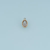 Oval Crystal Pendant,14K Gold Silver Clear Faceted Gemstone Charm DIY Charm for Necklace Bracelet Making