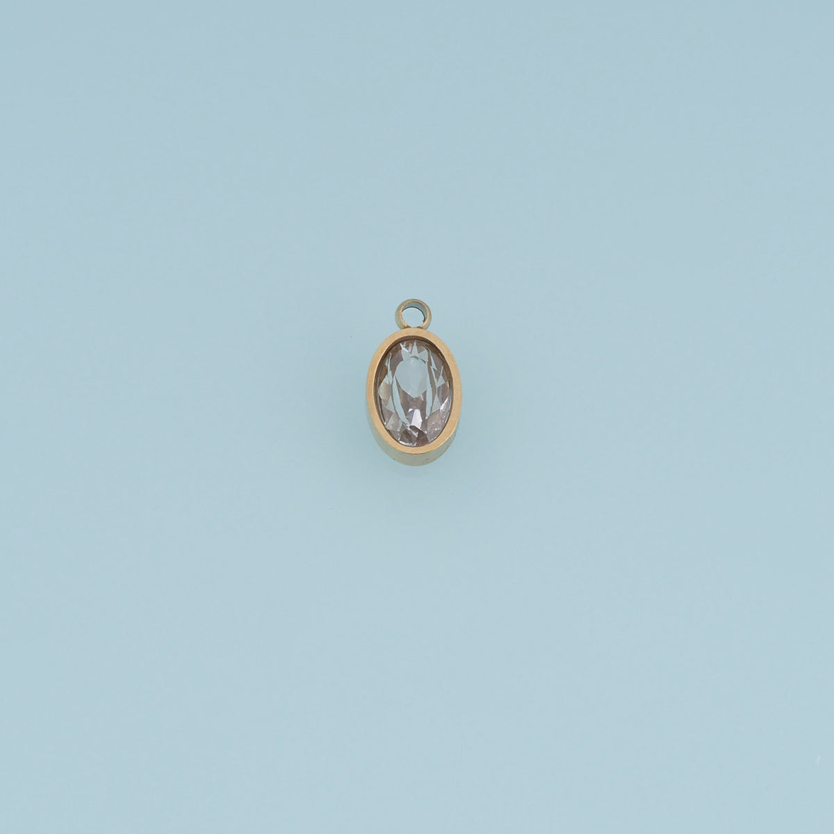 Oval Crystal Pendant,14K Gold Silver Clear Faceted Gemstone Charm DIY Charm for Necklace Bracelet Making