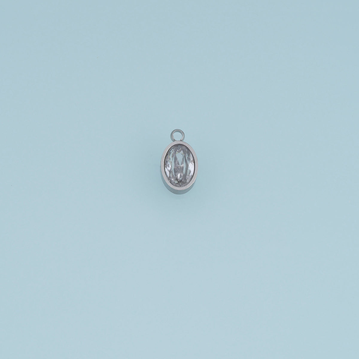 Oval Crystal Pendant,14K Gold Silver Clear Faceted Gemstone Charm DIY Charm for Necklace Bracelet Making