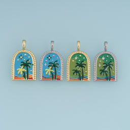 18K Gold Filled Arch Palm Tree Charm, Colorful Enamel Beach Pendant, Tropical Palm Charm for Bracelet Necklace DIY Jewelry Making Supply