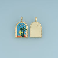 18K Gold Filled Arch Palm Tree Charm, Colorful Enamel Beach Pendant, Tropical Palm Charm for Bracelet Necklace DIY Jewelry Making Supply