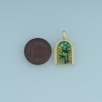 18K Gold Filled Arch Palm Tree Charm, Colorful Enamel Beach Pendant, Tropical Palm Charm for Bracelet Necklace DIY Jewelry Making Supply