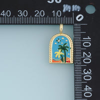 18K Gold Filled Arch Palm Tree Charm, Colorful Enamel Beach Pendant, Tropical Palm Charm for Bracelet Necklace DIY Jewelry Making Supply