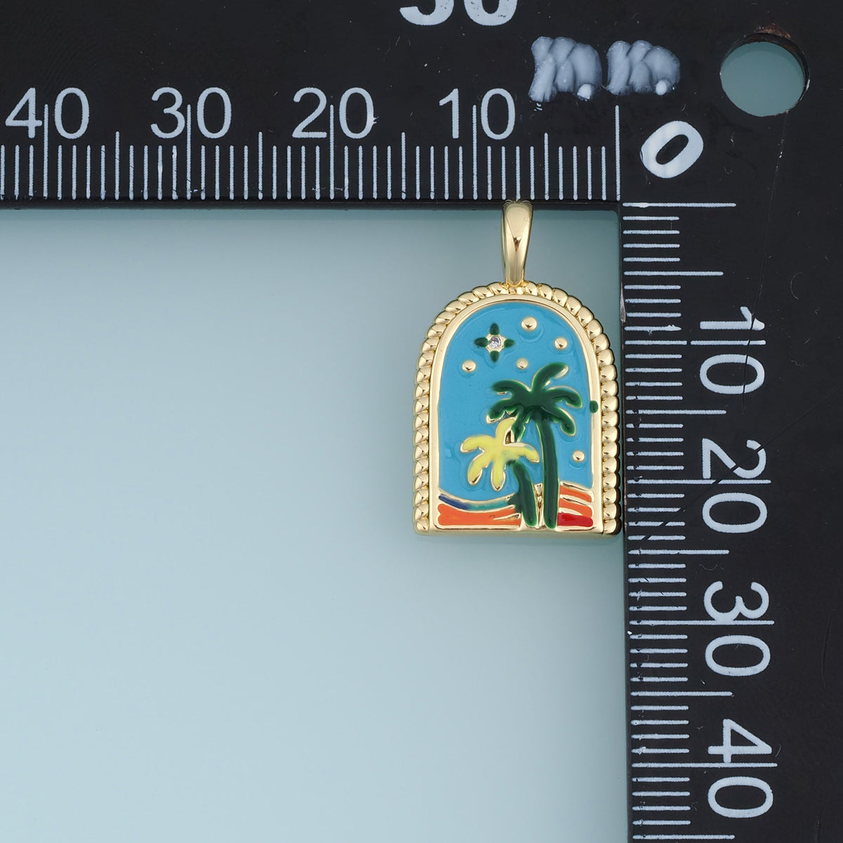 18K Gold Filled Arch Palm Tree Charm, Colorful Enamel Beach Pendant, Tropical Palm Charm for Bracelet Necklace DIY Jewelry Making Supply