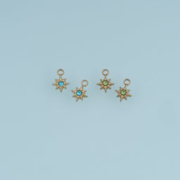 Eight Point Star Pendant,14K Gold Green Blue Crystal Charm DIY Charm for Necklace Bracelet Making