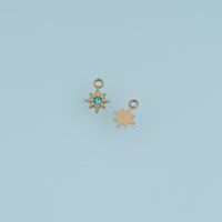 Eight Point Star Pendant,14K Gold Green Blue Crystal Charm DIY Charm for Necklace Bracelet Making