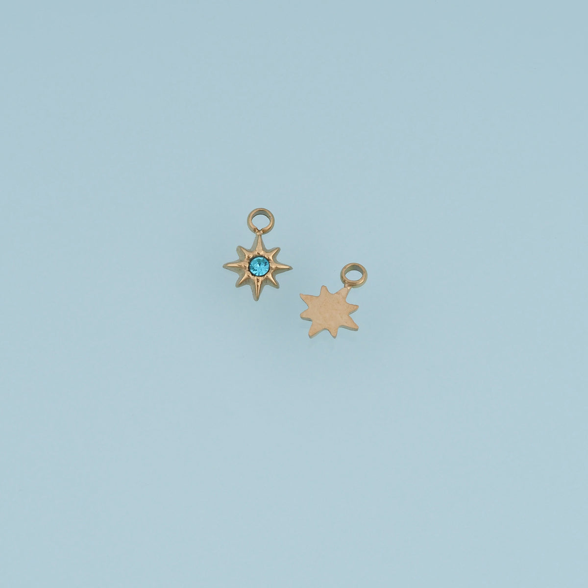 Eight Point Star Pendant,14K Gold Green Blue Crystal Charm DIY Charm for Necklace Bracelet Making