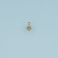 Eight Point Star Pendant,14K Gold Green Blue Crystal Charm DIY Charm for Necklace Bracelet Making