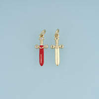 18K Gold Filled Sword Charm, Colorful Enamel Sword Pendant, CZ Paved Dagger Charm for Bracelet Necklace DIY Jewelry Making Supply