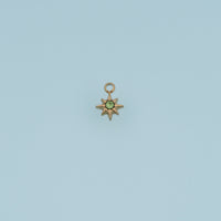 Eight Point Star Pendant,14K Gold Green Blue Crystal Charm DIY Charm for Necklace Bracelet Making