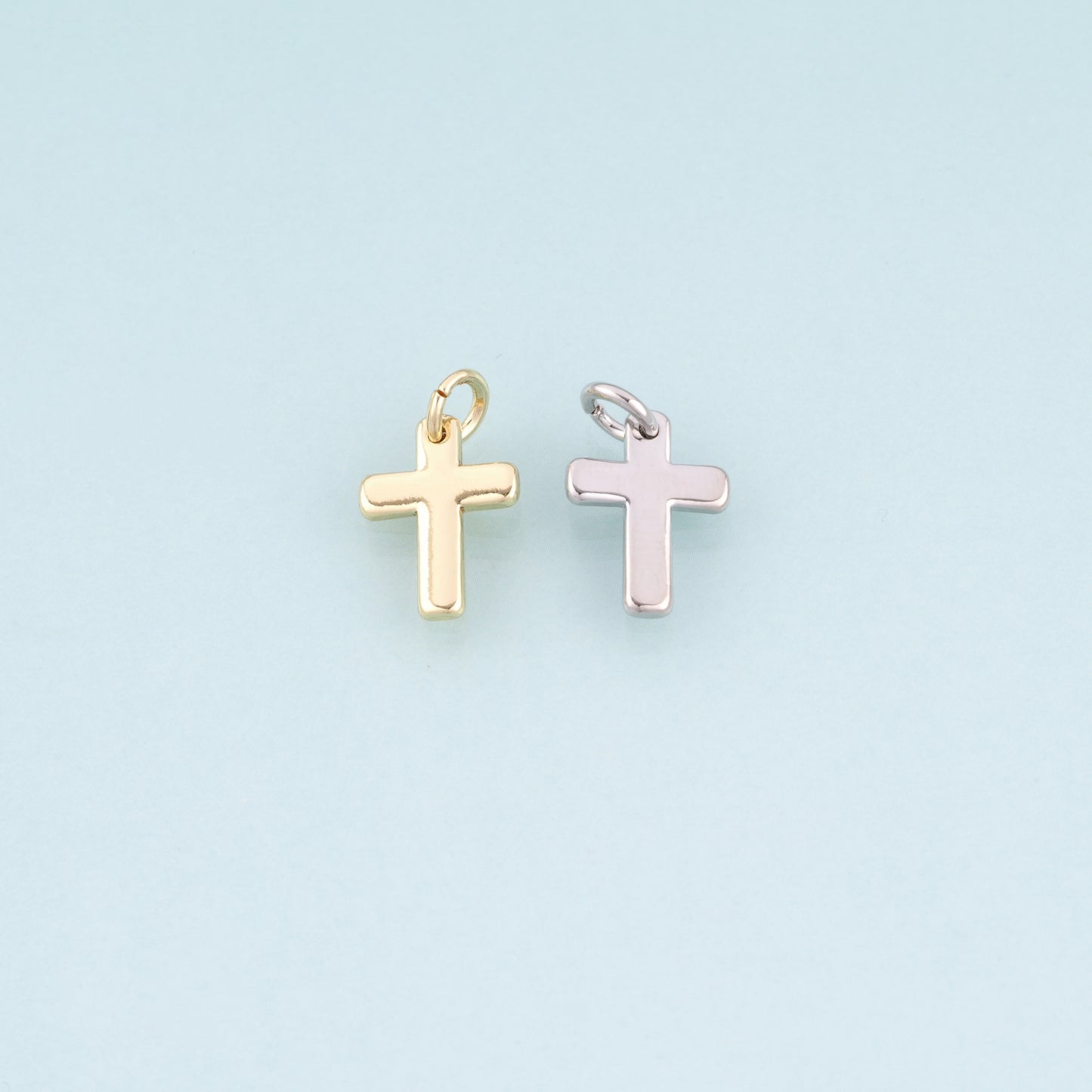 18K Gold Filled Cross Pendant,Religion Charm Bracelet Necklace for DIY Jewelry Making Supply