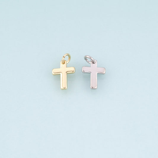 18K Gold Filled Cross Pendant,Religion Charm Bracelet Necklace for DIY Jewelry Making Supply