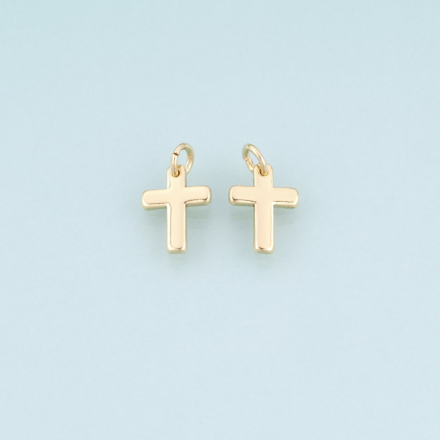 18K Gold Filled Cross Pendant,Religion Charm Bracelet Necklace for DIY Jewelry Making Supply