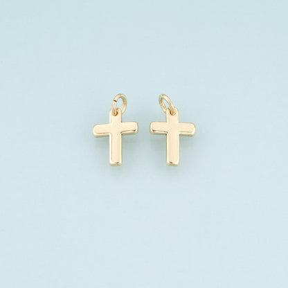 18K Gold Filled Cross Pendant,Religion Charm Bracelet Necklace for DIY Jewelry Making Supply