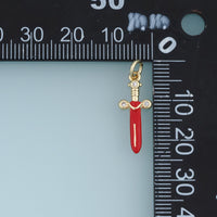 18K Gold Filled Sword Charm, Colorful Enamel Sword Pendant, CZ Paved Dagger Charm for Bracelet Necklace DIY Jewelry Making Supply