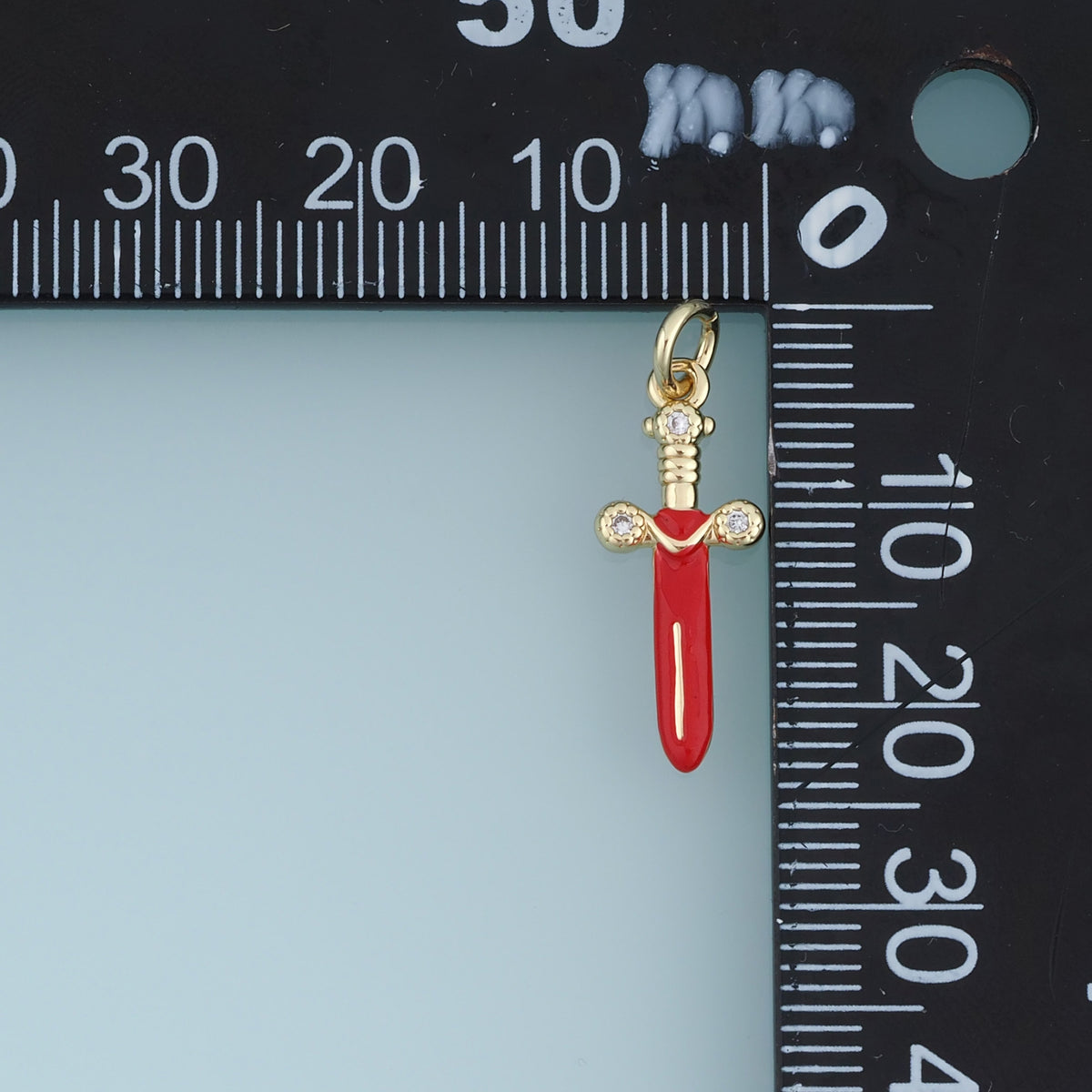 18K Gold Filled Sword Charm, Colorful Enamel Sword Pendant, CZ Paved Dagger Charm for Bracelet Necklace DIY Jewelry Making Supply
