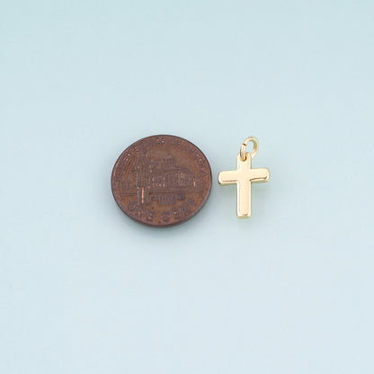 18K Gold Filled Cross Pendant,Religion Charm Bracelet Necklace for DIY Jewelry Making Supply