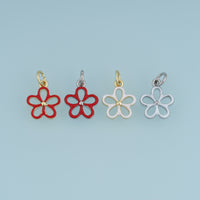 18K Gold Filled Hollow Flower Charm, Colorful Enamel Floral Pendant for Bracelet Necklace DIY Jewelry Making Supply
