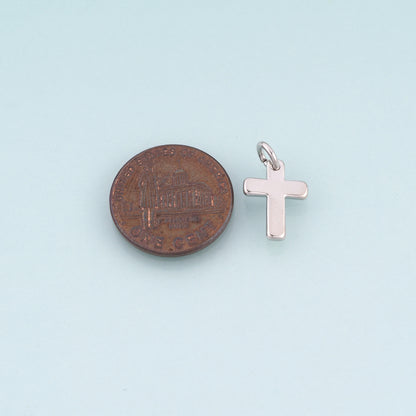 18K Gold Filled Cross Pendant,Religion Charm Bracelet Necklace for DIY Jewelry Making Supply