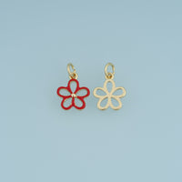 18K Gold Filled Hollow Flower Charm, Colorful Enamel Floral Pendant for Bracelet Necklace DIY Jewelry Making Supply