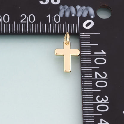 18K Gold Filled Cross Pendant,Religion Charm Bracelet Necklace for DIY Jewelry Making Supply