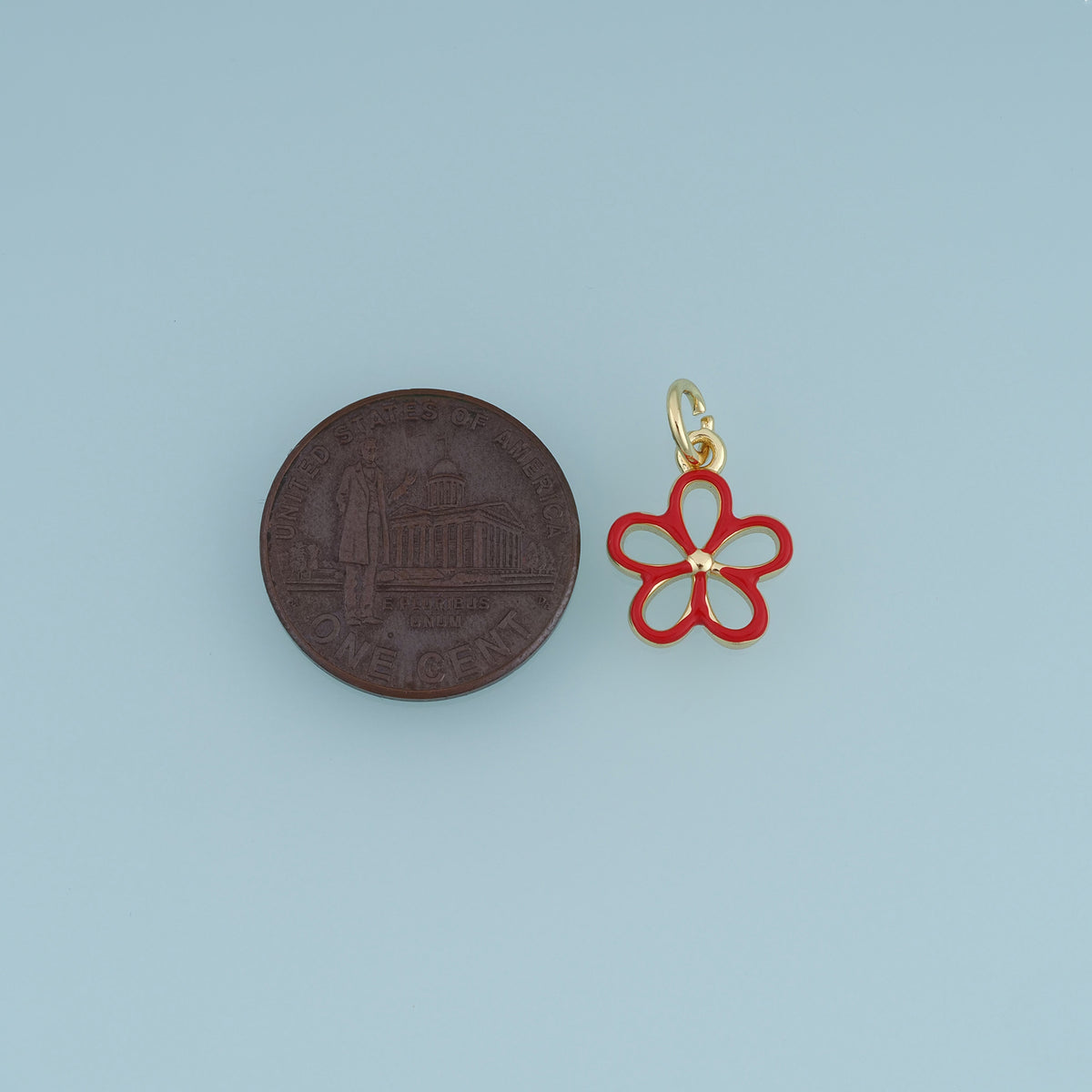 18K Gold Filled Hollow Flower Charm, Colorful Enamel Floral Pendant for Bracelet Necklace DIY Jewelry Making Supply