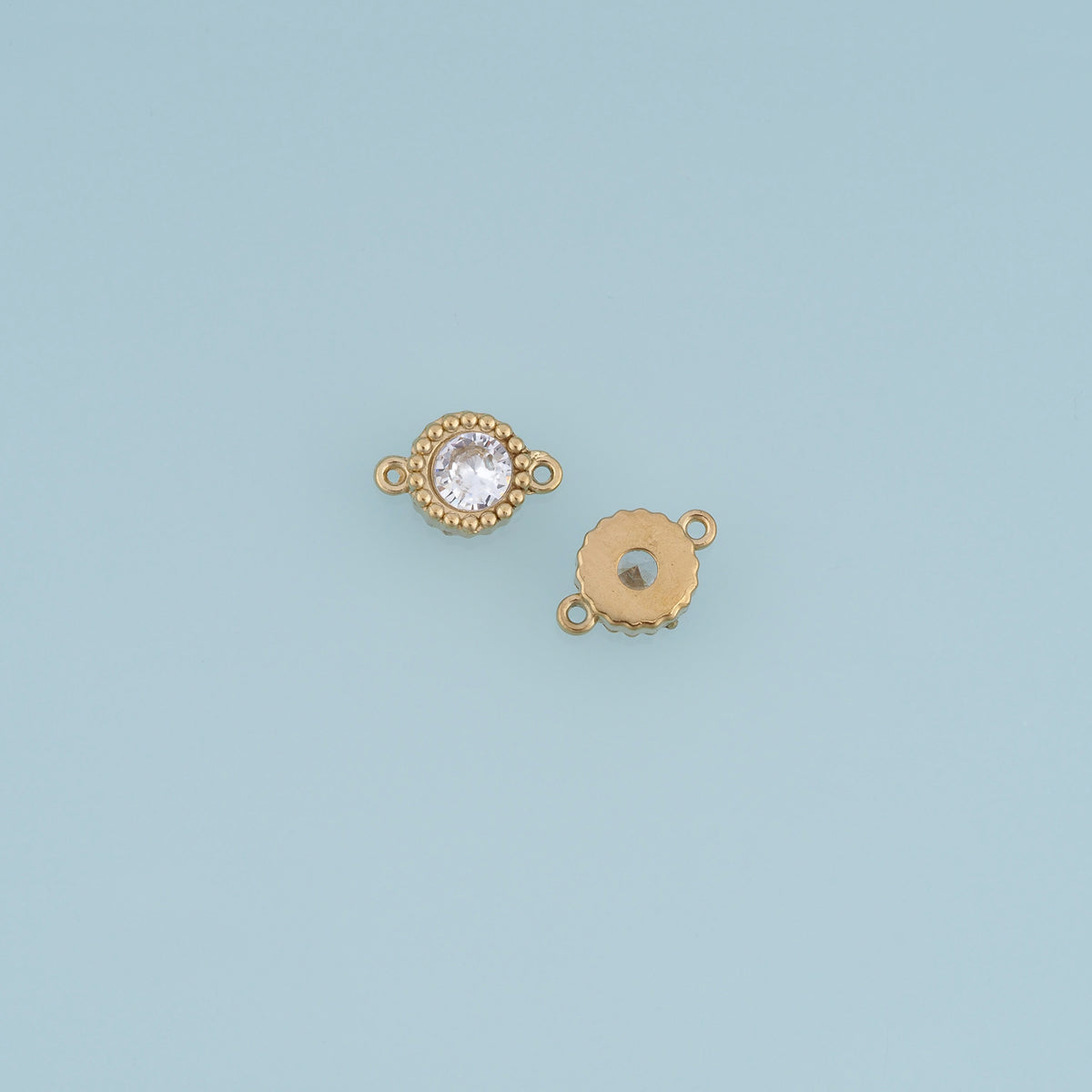 Round Crystal Connector,14K Gold Silver Blue Clear Beaded Charm DIY Charm for Necklace Bracelet Making