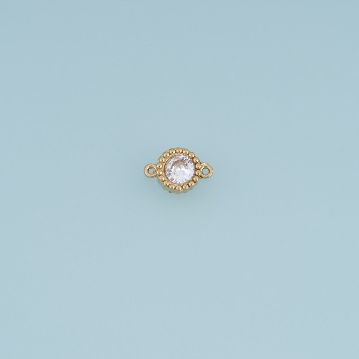 Round Crystal Connector,14K Gold Silver Blue Clear Beaded Charm DIY Charm for Necklace Bracelet Making