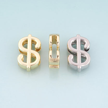 18K Gold Filled Dollar Beads,Dollar Sign Spacer Beads Bracelet Necklace for DIY Jewelry Making Supply