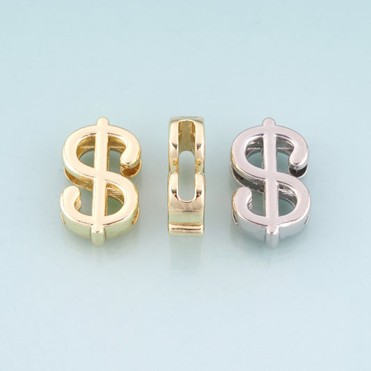 18K Gold Filled Dollar Beads,Dollar Sign Spacer Beads Bracelet Necklace for DIY Jewelry Making Supply