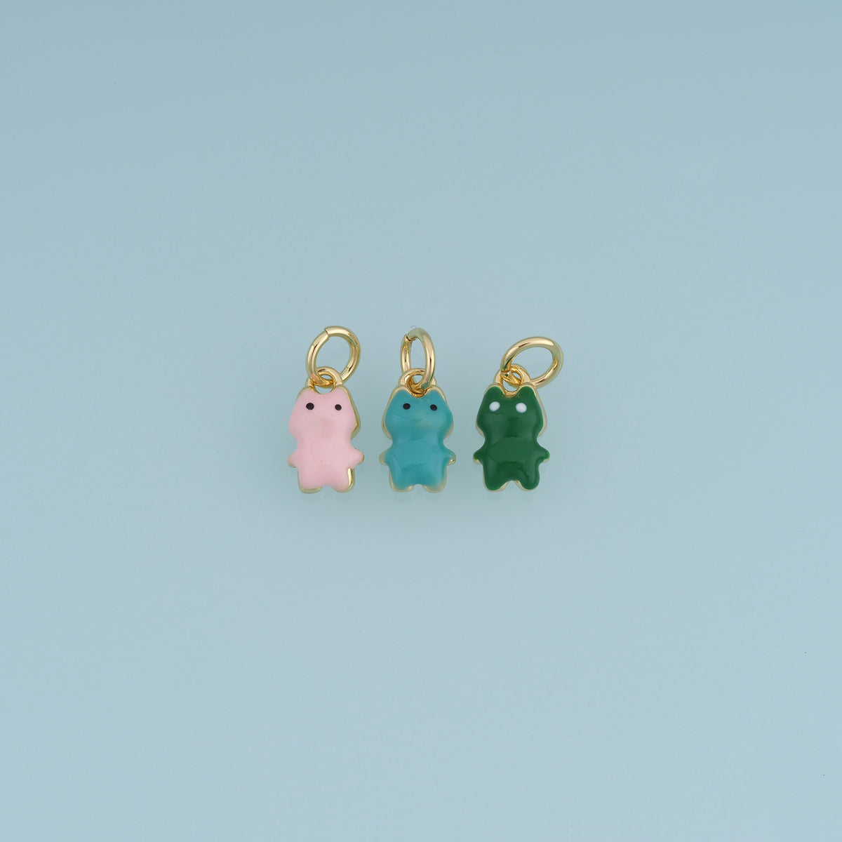 18K Gold Filled Cute Frog Charm, Colorful Enamel Frog Pendant Animal Charm for Bracelet Necklace DIY Jewelry Making Supply