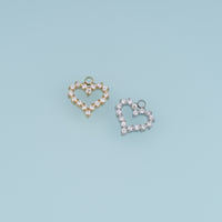 Open Heart Crystal Pendant,14K Gold Silver Sparkling Heart Charm DIY Charm for Necklace Bracelet Making